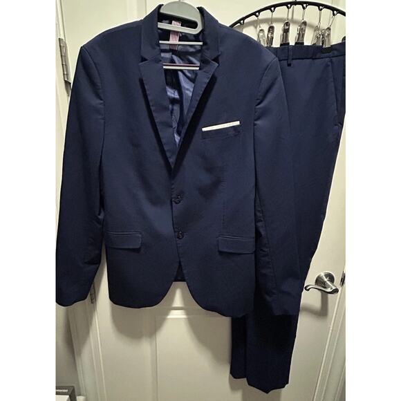 Zara Men’s 2 Piece Blue Navy Suit Basic Collection - Picture 1 of 10